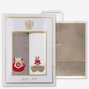 전통자수수건-2매 세트(박스+쇼핑백)송월,선물